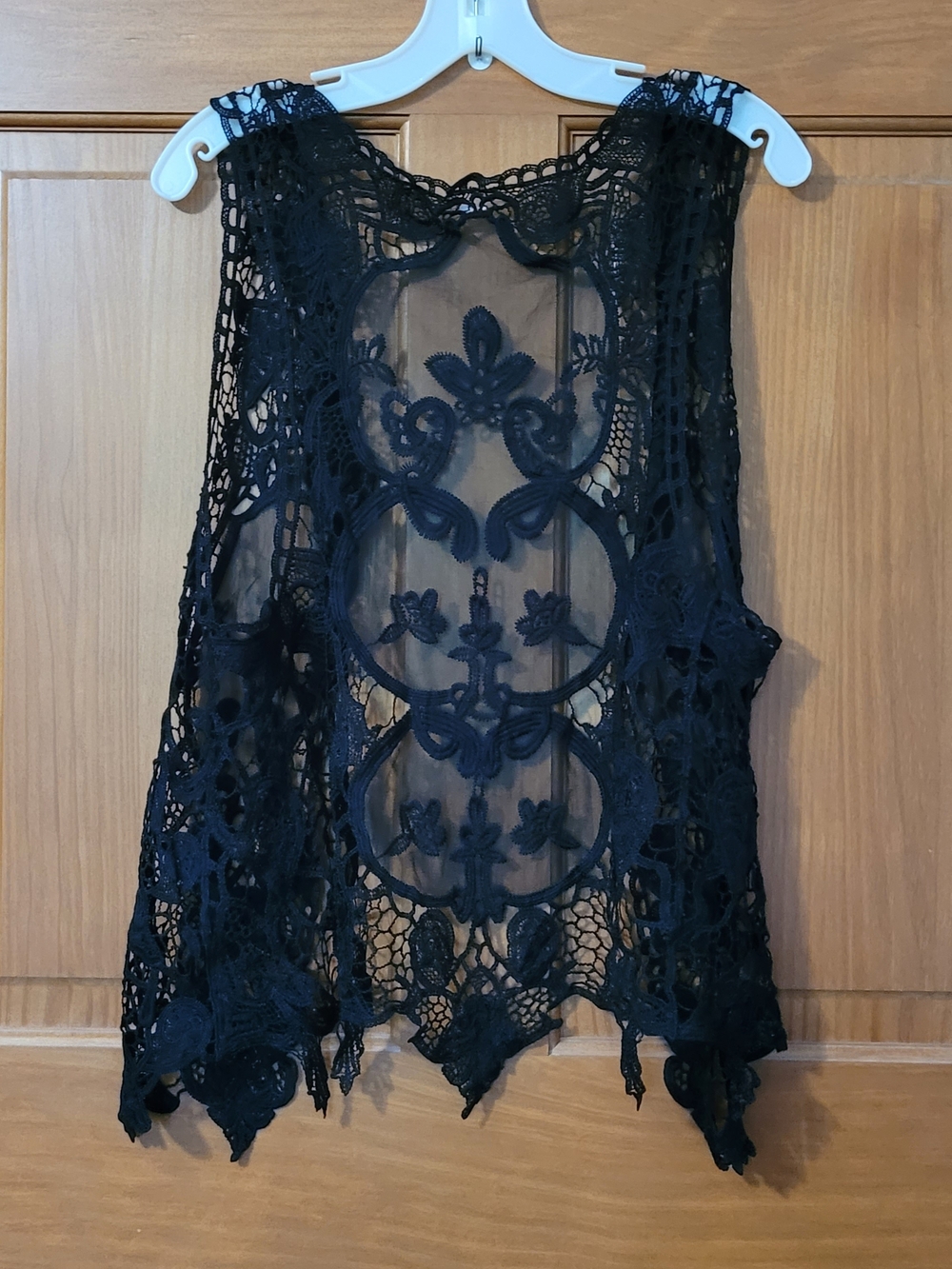 Black Lace Open Front Vest Whimsigoth Witchy Womens M - Picture 2 of 5